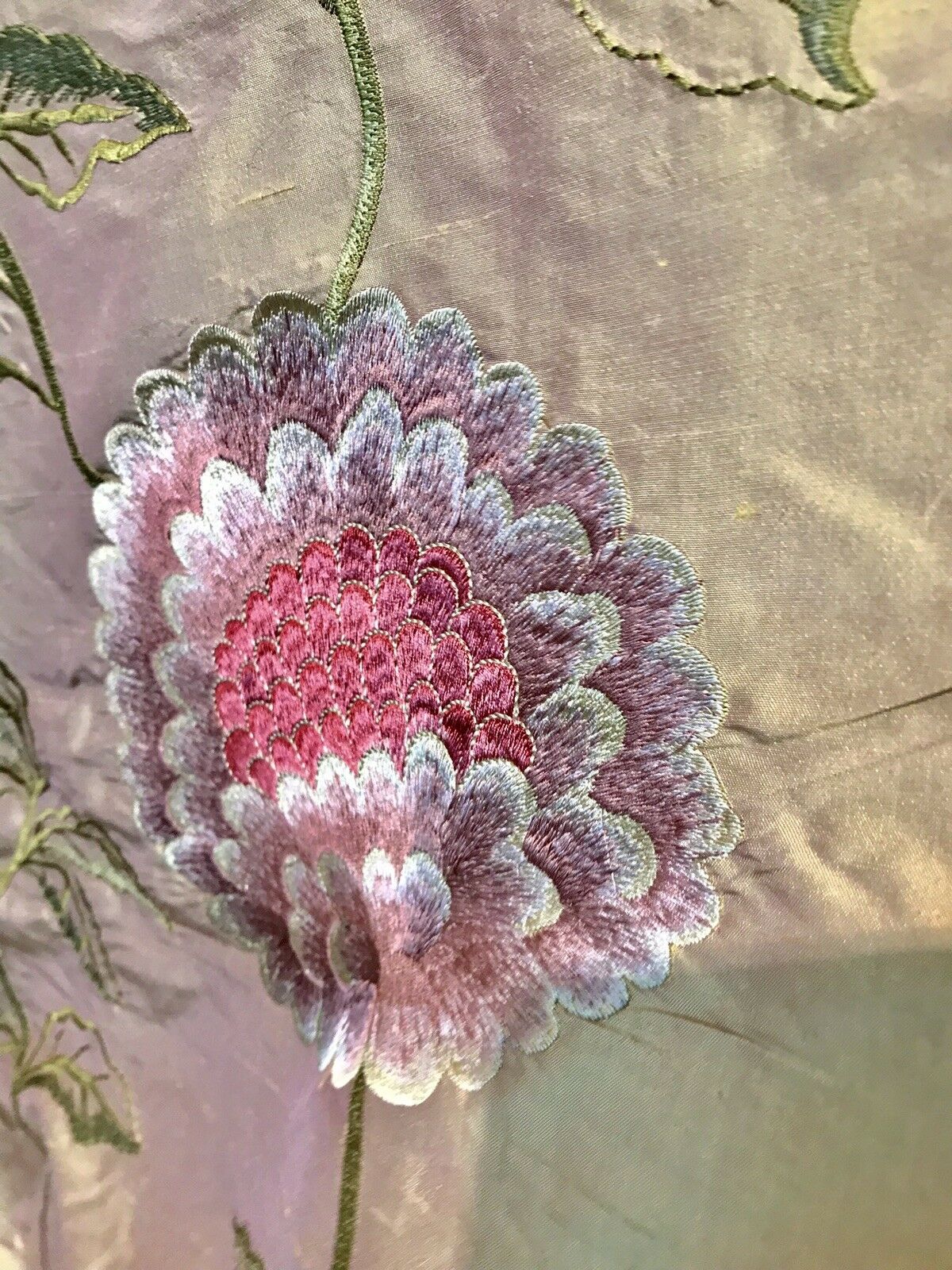 NEW! Lady Achlynn Novelty 100% Silk Dupioni Embroidered Fabric - Made in India- Floral Pink - Fancy Styles Fabric Pierre Frey Lee Jofa Brunschwig & Fils