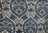 SWATCH Double Sided Burnout Chenille Velvet Fabric- Blue Upholstery Damask - Fancy Styles Fabric Boutique