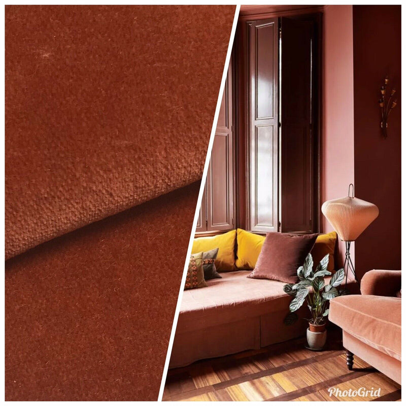 NEW Designer Soft Velvet Upholstery Fabric - Cinnamon Brown- By The Yard - Fancy Styles Fabric Pierre Frey Lee Jofa Brunschwig & Fils