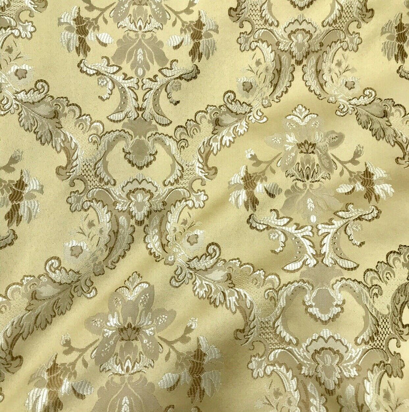 NEW 110” Wide- SALE! Prince Lucas Designer Brocade Jacquard Fabric- Mustard Yellow Gold- Damask - Fancy Styles Fabric Pierre Frey Lee Jofa Brunschwig & Fils