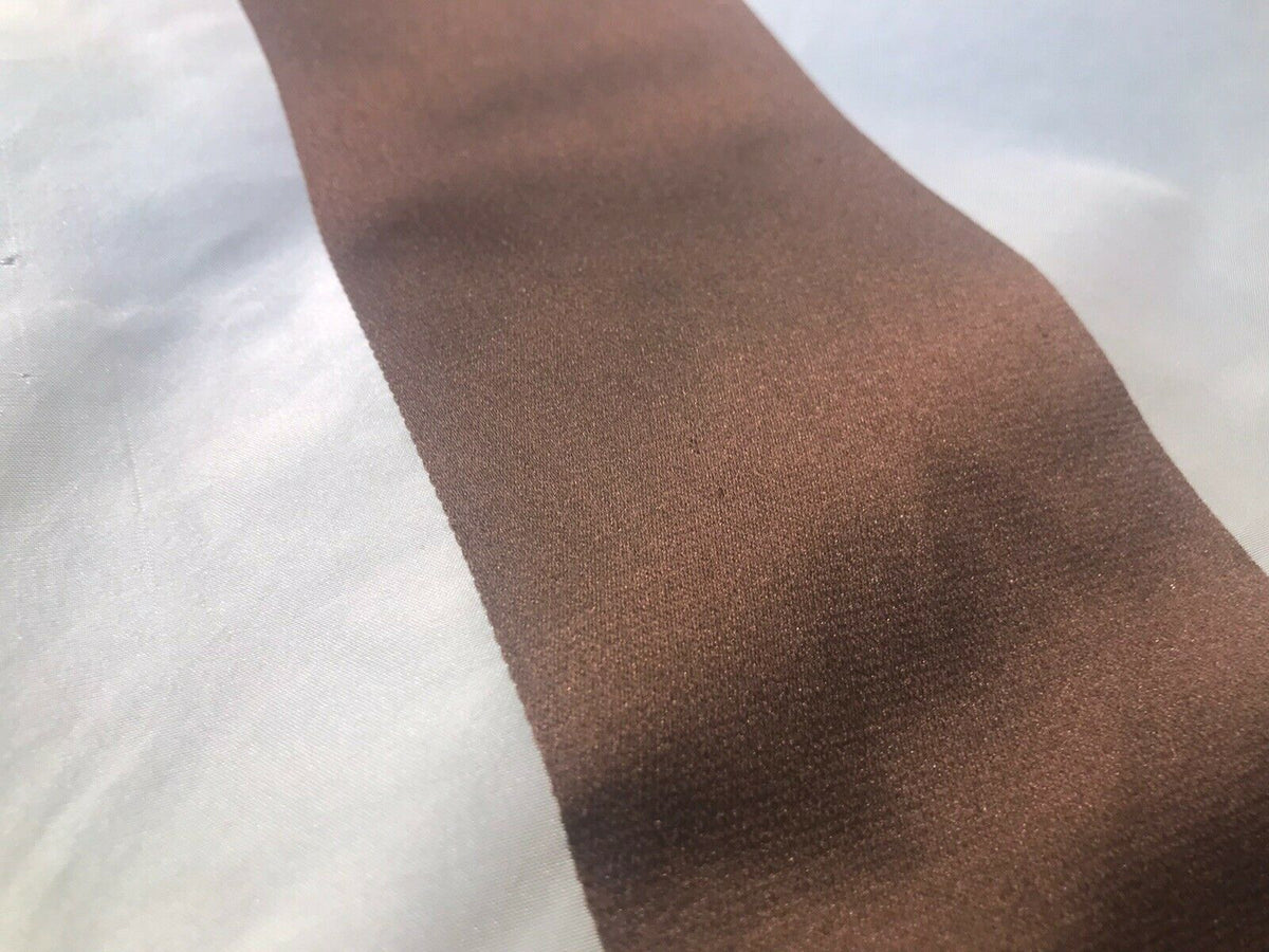NEW Designer 100% Silk Taffeta Dupioni Stripes Fabric - Brown Light Blue BTY - Fancy Styles Fabric Pierre Frey Lee Jofa Brunschwig & Fils