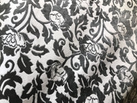 SWATCH Burnout Velvet Upholstery Fabric Floral Charcoal (almost Black) & White - Fancy Styles Fabric Boutique