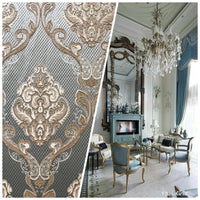 SWATCH Antique Inspired Eggshell Silver Blue Satin Brocade Upholstery Fabric - Fancy Styles Fabric Pierre Frey Lee Jofa Brunschwig & Fils