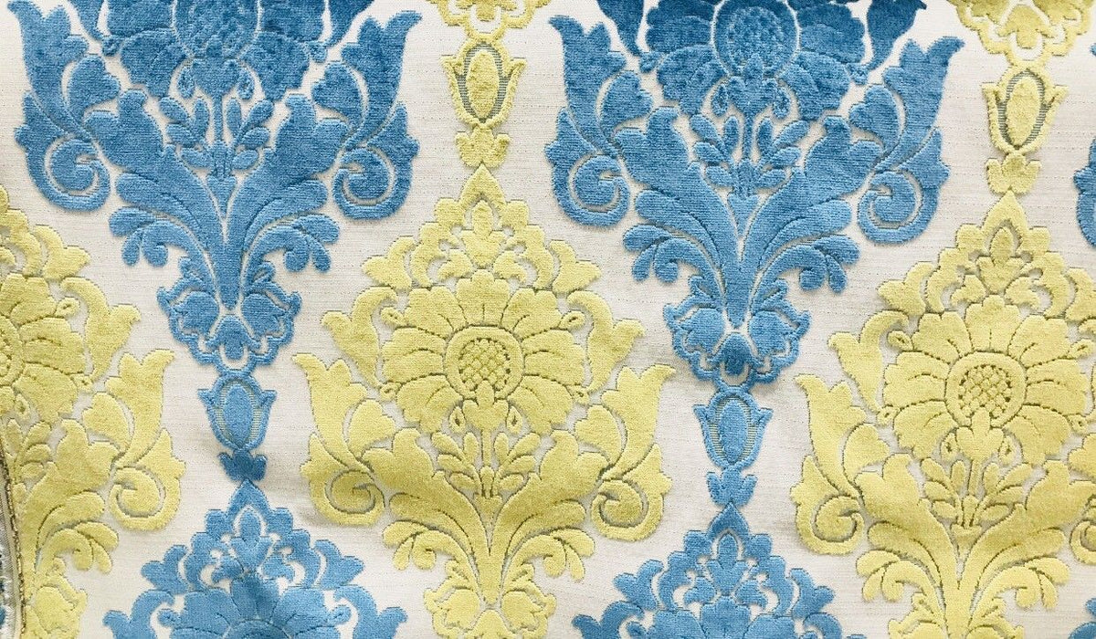 SWATCH- Imported Belgium Burnout Damask Chenille Velvet Fabric Upholstery - Fancy Styles Fabric Boutique