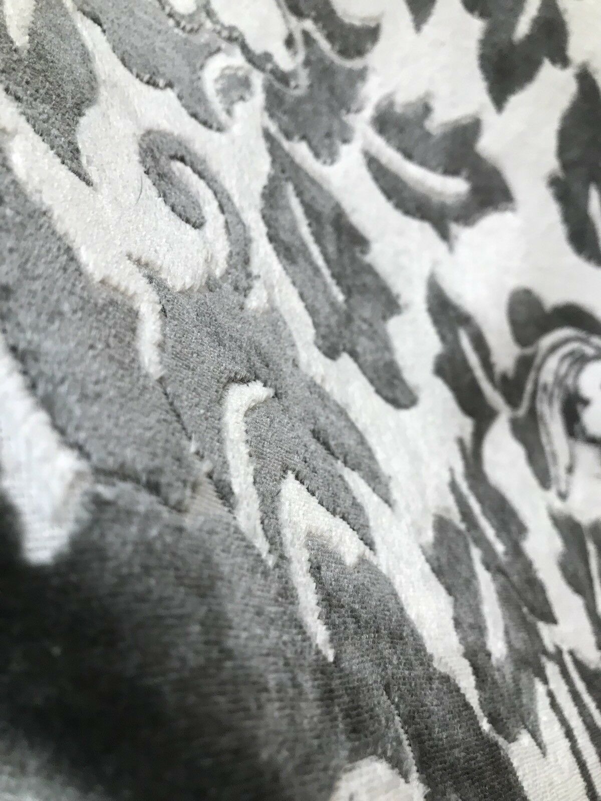 Baroness Angela Burnout Velvet Upholstery Fabric - Floral Charcoal & White LLPVS0008 - Fancy Styles Fabric Pierre Frey Lee Jofa Brunschwig & Fils