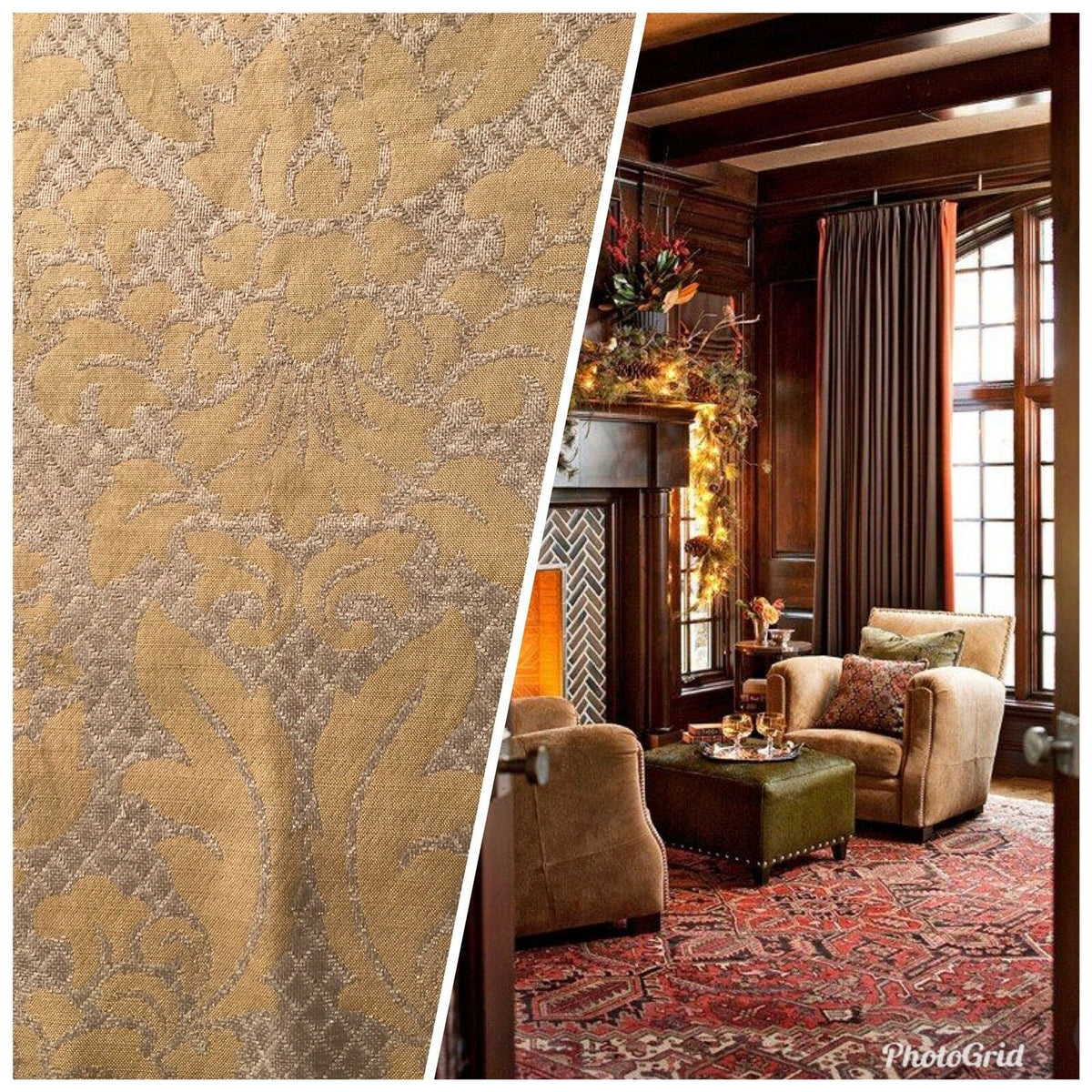 SWATCH Quilted Burnout Chenille Velvet Fabric- Taupe And Gold- Upholstery - Fancy Styles Fabric Pierre Frey Lee Jofa Brunschwig & Fils
