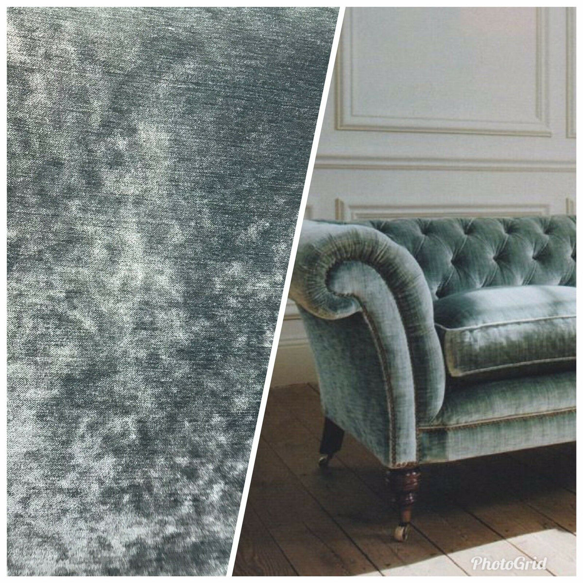 Designer Velvet Upholstery Fabric - Green Grey - Fancy Styles Fabric Pierre Frey Lee Jofa Brunschwig & Fils