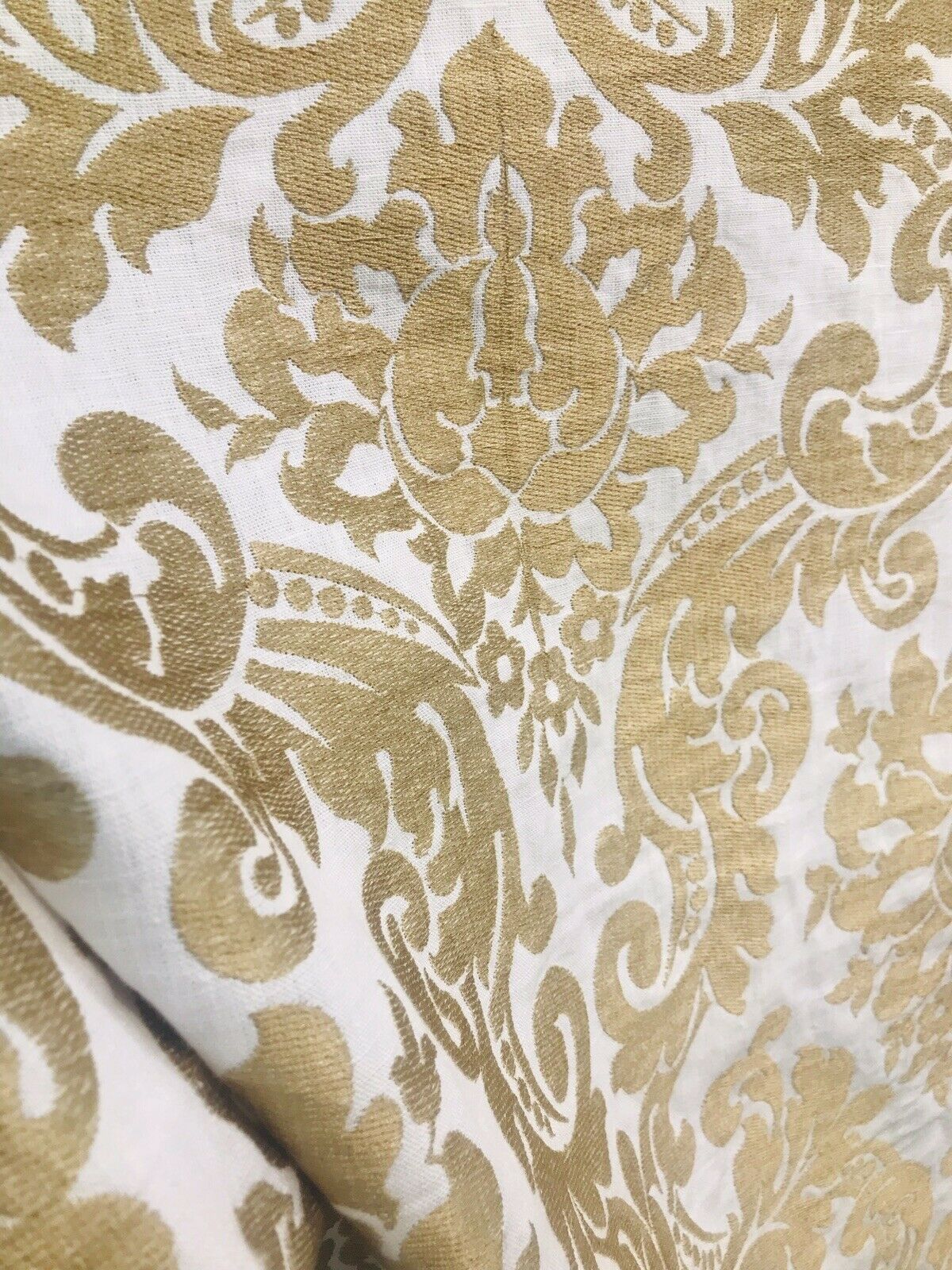 NEW Duchess Dolly Novelty Belgium Designer Imported 100% Linen Damask Fabric Gold - Fancy Styles Fabric Pierre Frey Lee Jofa Brunschwig & Fils