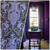 NEW Lady Emile Designer Damask Burnout Chenille Velvet Fabric - Purple & Dark Gray BTY - Fancy Styles Fabric Pierre Frey Lee Jofa Brunschwig & Fils