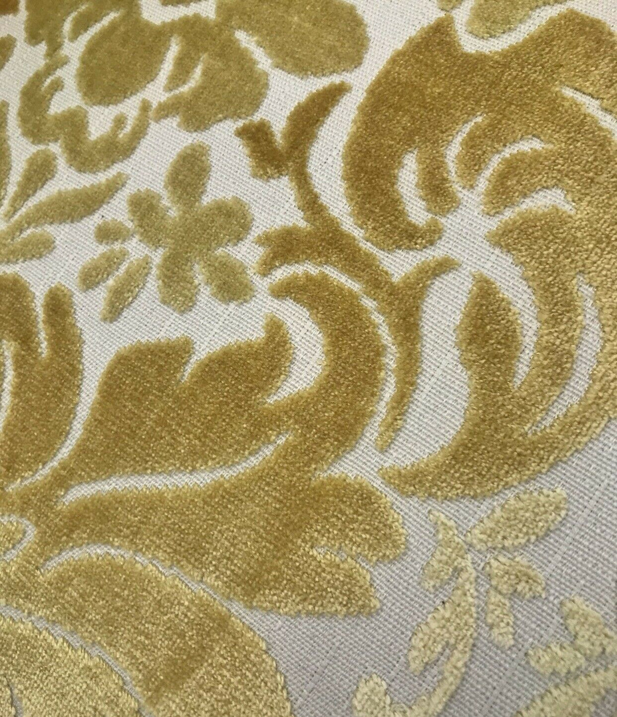 Italian Burnout Floral Chenille Velvet Upholstery Fabric - Soft Yellow - Fancy Styles Fabric Pierre Frey Lee Jofa Brunschwig & Fils