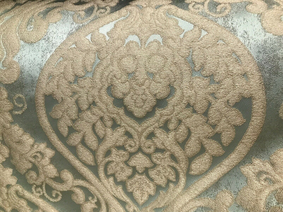 NEW Sir Isaac Designer Brocade Satin Damask Fabric- Aqua- Upholstery & Drapery BTY - Fancy Styles Fabric Pierre Frey Lee Jofa Brunschwig & Fils
