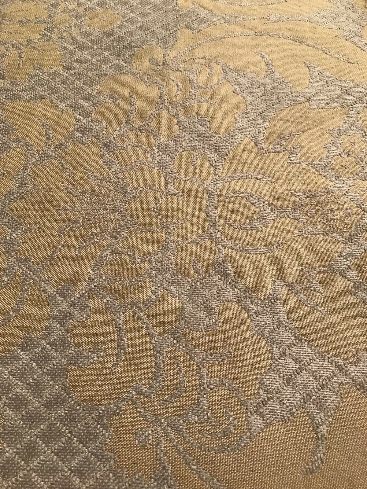 NEW Quilted Burnout Chenille Velvet Fabric- Taupe And Gold- Upholstery - Fancy Styles Fabric Pierre Frey Lee Jofa Brunschwig & Fils