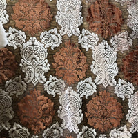 NEW! Designer Silk Rayon Velvet Fabric By yard- Floral Brown Rust - Fancy Styles Fabric Boutique