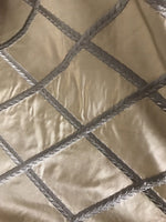 NEW! SALE! 100% Silk Taffeta Embroidered Rope Motif Fabric - Beige & Gray - Fancy Styles Fabric Pierre Frey Lee Jofa Brunschwig & Fils