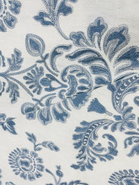 NEW! Novelty 100% Cotton Fabric Floral Damask Embroidery- Blue & White - Fancy Styles Fabric Pierre Frey Lee Jofa Brunschwig & Fils