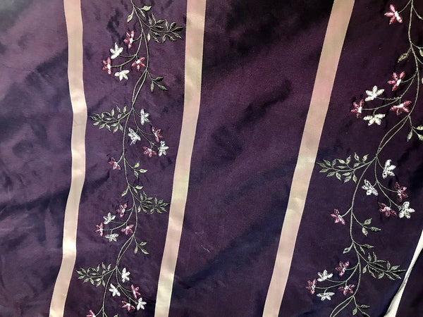 SALE! Princess Harriet Designer 100% Silk Taffeta Embroidery Fabric Purple 55” Wide - Fancy Styles Fabric Pierre Frey Lee Jofa Brunschwig & Fils