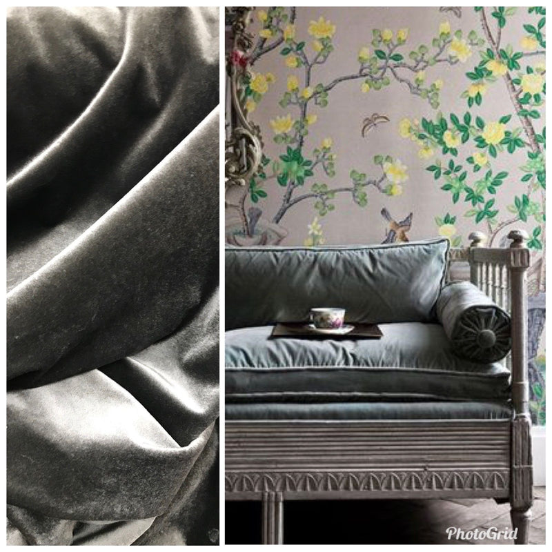 SWATCH- Designer Upholstery Velvet Fabric - Steel Gray - Fancy Styles Fabric Pierre Frey Lee Jofa Brunschwig & Fils