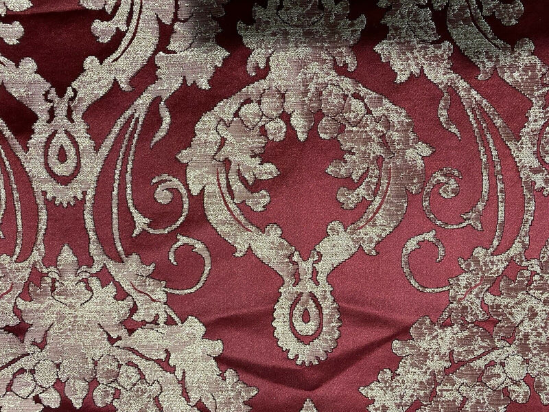 NEW! Fat Quarter- Lord Tustin Designer Damask Satin Drapery Upholstery Fabric - Dark Red - Fancy Styles Fabric Pierre Frey Lee Jofa Brunschwig & Fils