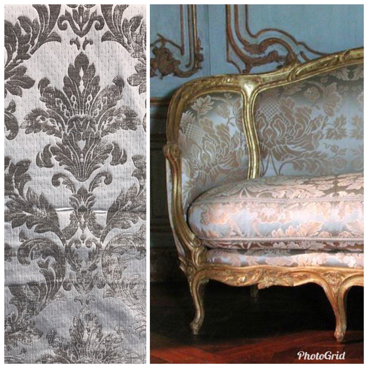 Designer Double Sided Brocade Jacquard Fabric- White And Silver  - Upholstery - Fancy Styles Fabric Pierre Frey Lee Jofa