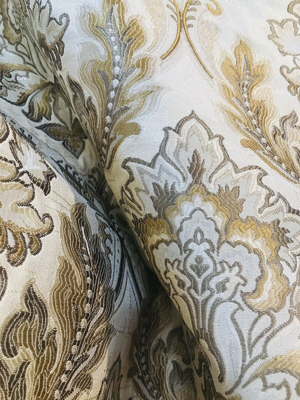 NEW! Sir Drew Brocade Damask French Upholstery Fabric- Camel, Cream, Taupe - Fancy Styles Fabric Pierre Frey Lee Jofa Brunschwig & Fils