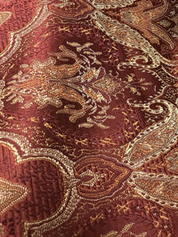 SALE! Designer Brocade Bohemian Upholstery Fabric - Wine Red- By The Yard - Fancy Styles Fabric Pierre Frey Lee Jofa Brunschwig & Fils