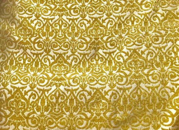 NEW! King Retro Swirl Pattern Chenille Fabric Upholstery Mustard Yellow - Fancy Styles Fabric Pierre Frey Lee Jofa Brunschwig & Fils