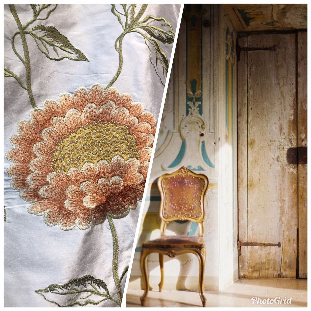 NEW! Novelty 100% Silk Taffeta Embroidered Fabric - Made in India- Floral Ivory - Fancy Styles Fabric Boutique