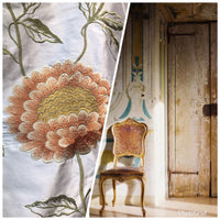 NEW! Novelty 100% Silk Taffeta Embroidered Fabric - Made in India- Floral Ivory - Fancy Styles Fabric Boutique