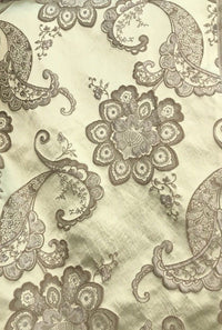SALE! Designer Brocade Satin Fabric- Antique Taupe On Pale Yellow - Upholstery - Fancy Styles Fabric Pierre Frey Lee Jofa Brunschwig & Fils