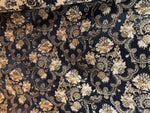 NEW Designer Brocade Jacquard Fabric- Black Gold Floral- Neoclassical Upholstery - Fancy Styles Fabric Pierre Frey Lee Jofa Brunschwig & Fils