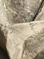 NEW Prince Liam 100% Silk Satin Taffeta Jacquard Drapery Damask Fabric - Champagne & Silver - Fancy Styles Fabric Pierre Frey Lee Jofa Brunschwig & Fils