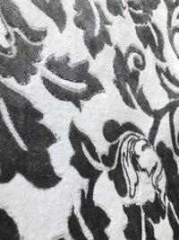 SWATCH Burnout Velvet Upholstery Fabric Floral Charcoal (almost Black) & White - Fancy Styles Fabric Boutique