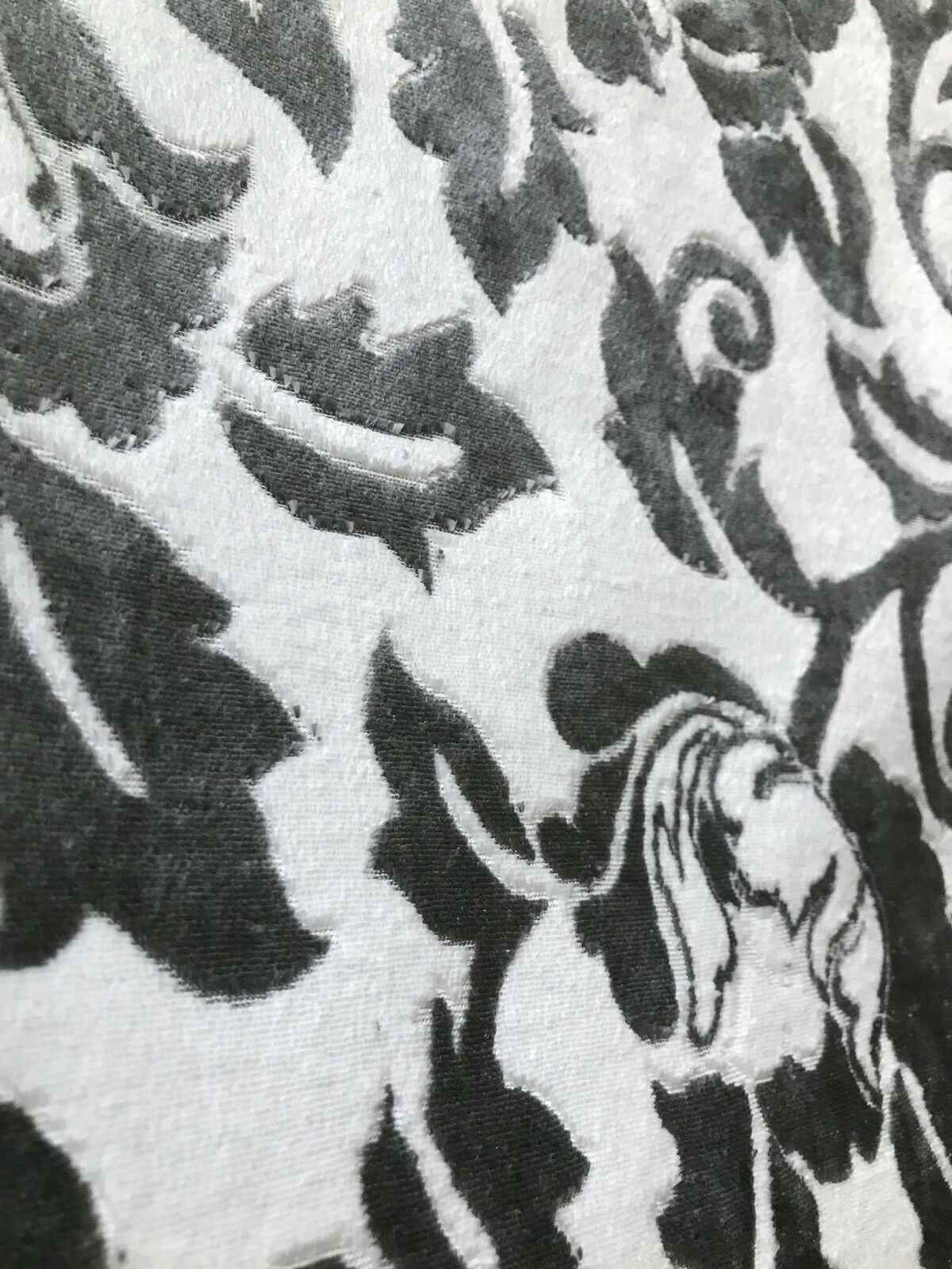 Baroness Angela Burnout Velvet Upholstery Fabric - Floral Charcoal & White LLPVS0008 - Fancy Styles Fabric Pierre Frey Lee Jofa Brunschwig & Fils