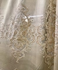 NEW! 112” Wide Designer Sheer Burnout Velvet Lace Drapery Fabric- Shell Pearl - Fancy Styles Fabric Pierre Frey Lee Jofa Brunschwig & Fils
