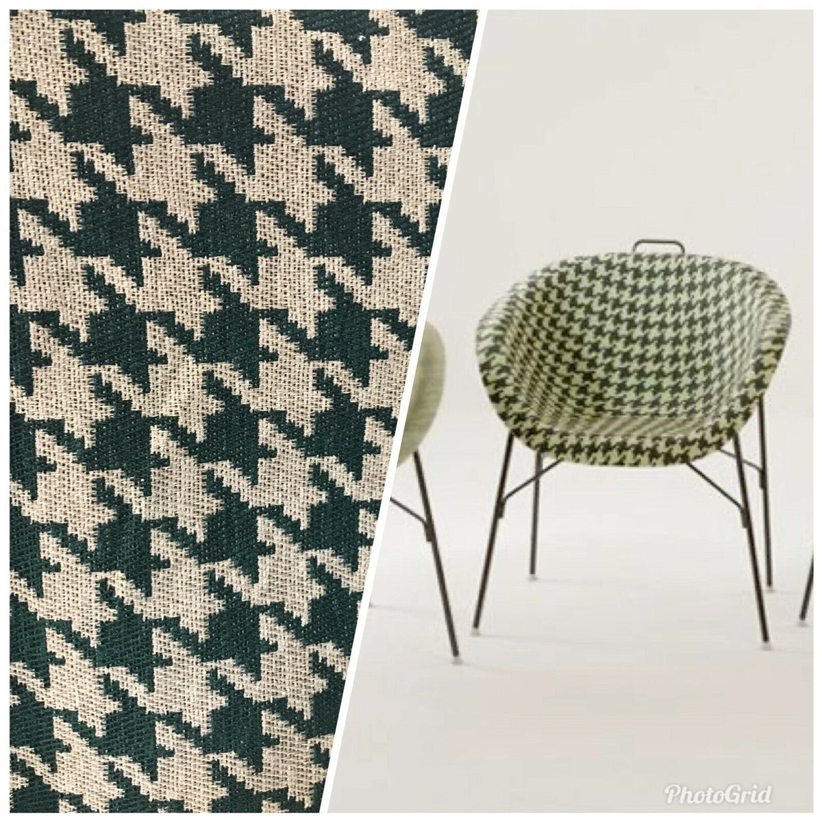 NEW Designer Upholstery Oversized Houndstooth Pattern Fabric - Green & Natural - Fancy Styles Fabric Pierre Frey Lee Jofa Brunschwig & Fils