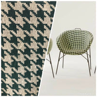 NEW Designer Upholstery Oversized Houndstooth Pattern Fabric - Green & Natural - Fancy Styles Fabric Pierre Frey Lee Jofa Brunschwig & Fils