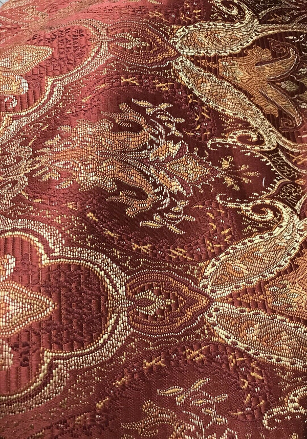 SALE! Designer Brocade Bohemian Upholstery Fabric - Wine Red- By The Yard - Fancy Styles Fabric Pierre Frey Lee Jofa Brunschwig & Fils