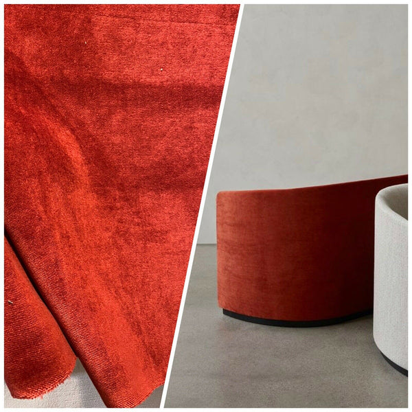 NEW! Designer Soft Heavy Weight Cotton Velvet Fabric -Burnt Red - Upholstery BTY - Fancy Styles Fabric Pierre Frey Lee Jofa Brunschwig & Fils