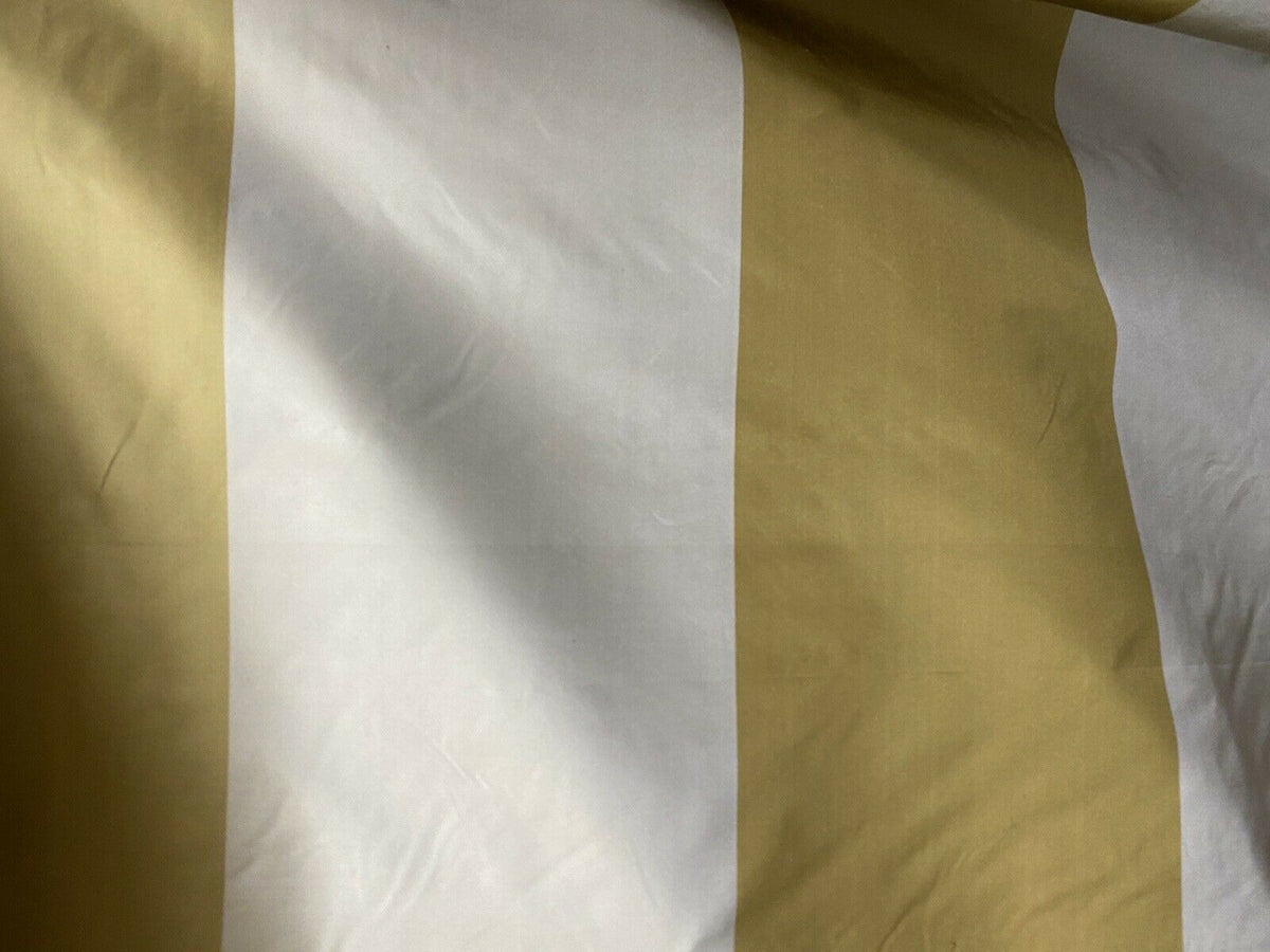 NEW 100% Silk Taffeta Gold & Cream Striped Fabric - Fancy Styles Fabric Pierre Frey Lee Jofa Brunschwig & Fils