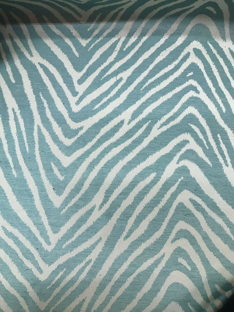 NEW! Queen Claudia Designer Drapery Zebra Print Turquoise Blue Fabric- Drapery- BTY - Fancy Styles Fabric Pierre Frey Lee Jofa Brunschwig & Fils