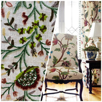 NEW Novelty Decorating Drapery Fabric- Crewel Floral Embroidery - Fancy Styles Fabric Pierre Frey Lee Jofa Brunschwig & Fils