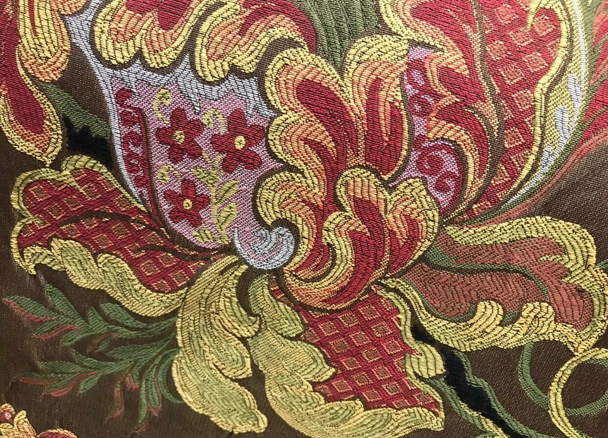 NEW Designer Floral Brocade Damask Upholstery Fabric- Made In Belgium- Brown - Fancy Styles Fabric Pierre Frey Lee Jofa Brunschwig & Fils