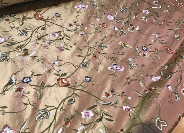 Designer 100% Silk Taffeta Interior Design Fabric - Rose Gold Iridescent - Fancy Styles Fabric Pierre Frey Lee Jofa Brunschwig & Fils