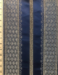 Lady Jennifer Designer Brocade Upholstery & Drapery Satin Striped Fabric Blue Gold LLPBB0004 - Fancy Styles Fabric Pierre Frey Lee Jofa Brunschwig & Fils