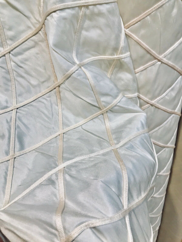 Queen Peyton 100% Silk Satin Quilted Designer Fabric- Ivory And Pink - Fancy Styles Fabric Pierre Frey Lee Jofa Brunschwig & Fils