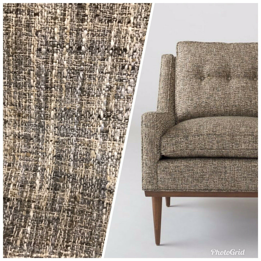 NEW Designer Upholstery Heavyweight Nubby Tweed Fabric- Natural Gray Brown - Fancy Styles Fabric Pierre Frey Lee Jofa Brunschwig & Fils