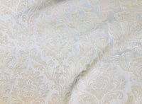 Queen Isabella Designer Drapery Damask Burnout Chenille Velvet Fabric - Pearl Ivory - Fancy Styles Fabric Pierre Frey Lee Jofa Brunschwig & Fils