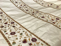 Designer 100% Silk Taffeta Embroidery Fabric - Antique Light Beige Floral - Fancy Styles Fabric Pierre Frey Lee Jofa