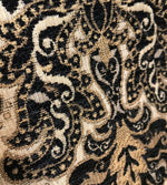 King Christopher Designer Velvet Chenille Burnout Damask Brocade Fabric - Black Beige Gold BTY - Fancy Styles Fabric Pierre Frey Lee Jofa Brunschwig & Fils