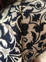 Designer Velvet Chenille Burnout Fabric - Black Flax Floral - Fancy Styles Fabric Pierre Frey Lee Jofa Brunschwig & Fils